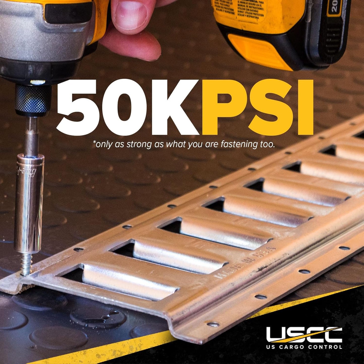 US Cargo Control E Track, Made in USA, 12 Gauge Steel 5 FT Galvanized E Track Rail (6 Pack) Horizontal ETrack Rails for Trailers, Garages, Cargo Vans, 6,000 Pounds Break Strength Per E-Track Slot