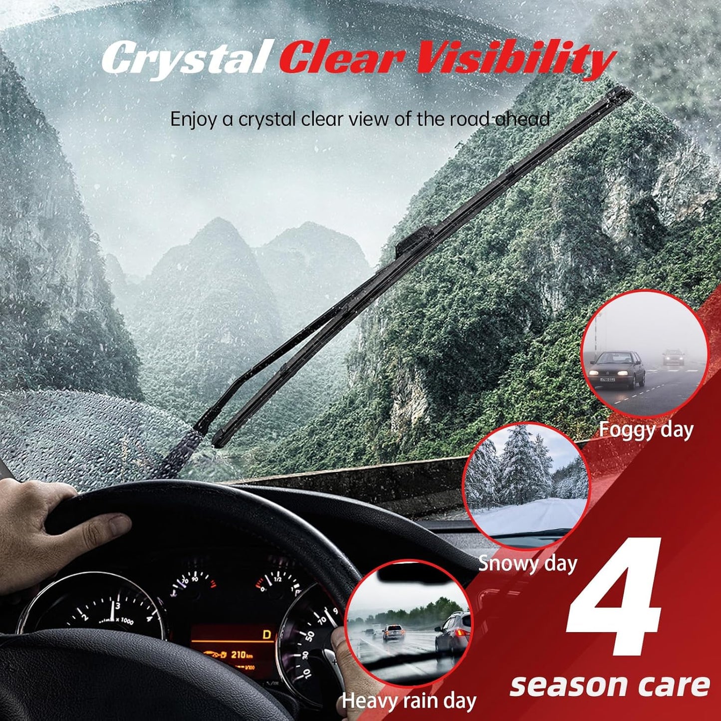 OTUAYAUTO Premium Windshield Wiper Blades - Replacement for Ford Expedition 2018-2023 - Precision Fit, All-Weather Performance, Front and Rear Wiper Blades, J/U Hook - 22"+22"+11" (Pack of 3)