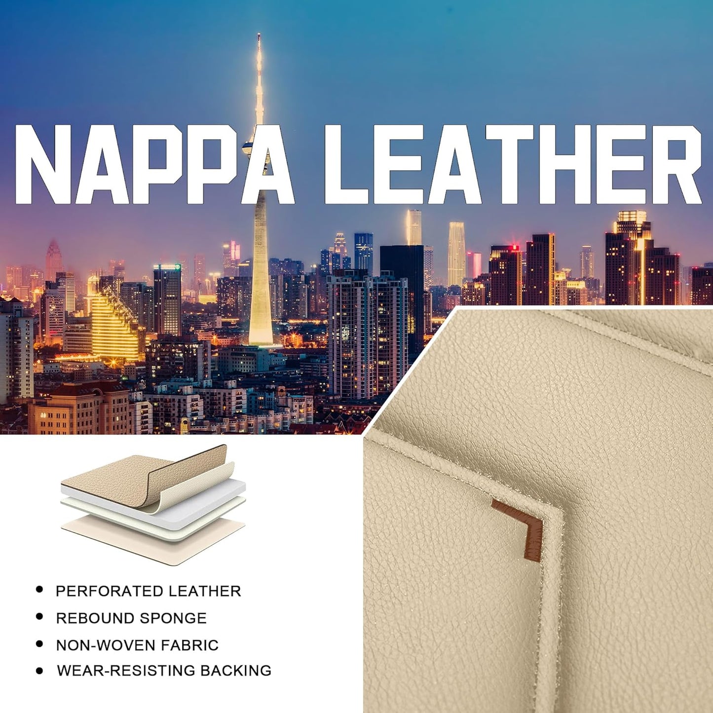 Car Seat Covers for Chrysler Pacifica 2004-2025, Stylish Sport Seat Cover, Premium Nappa Leather Car Seat Cover. Automobile Seat Covers Sets.(Luxury 5 Seats/Beige)