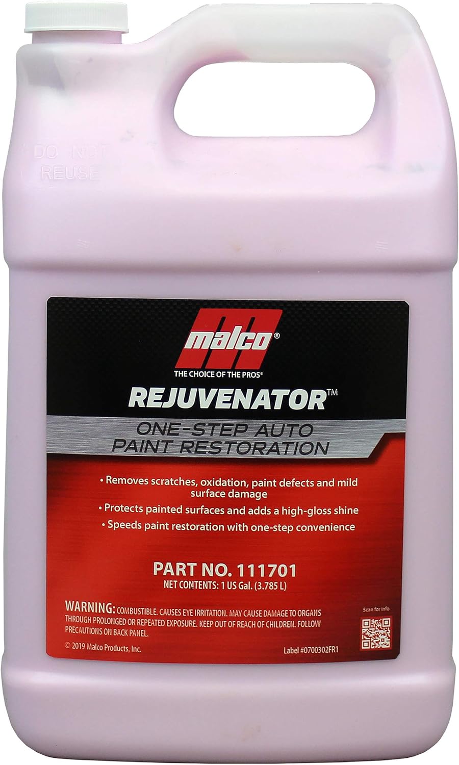 Malco Paint Rejuvenator - One Step Automotive Paint Restoration/Clear Coat Scratch and Swirl Remover/Re-Shine Old, Aged Paint to Look New / 1 Gallon (111701)