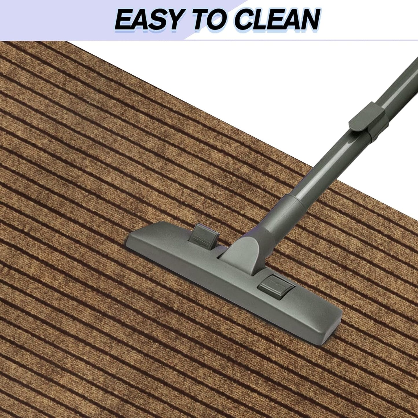 Custom Size Backed Non-Slip Area Rugs Runner, Easy Clean, Waterproof Runner Rugs Mats for Hallway Entryway, Kitchen, Laundry, 2ft x 3ft, Brown Stripe