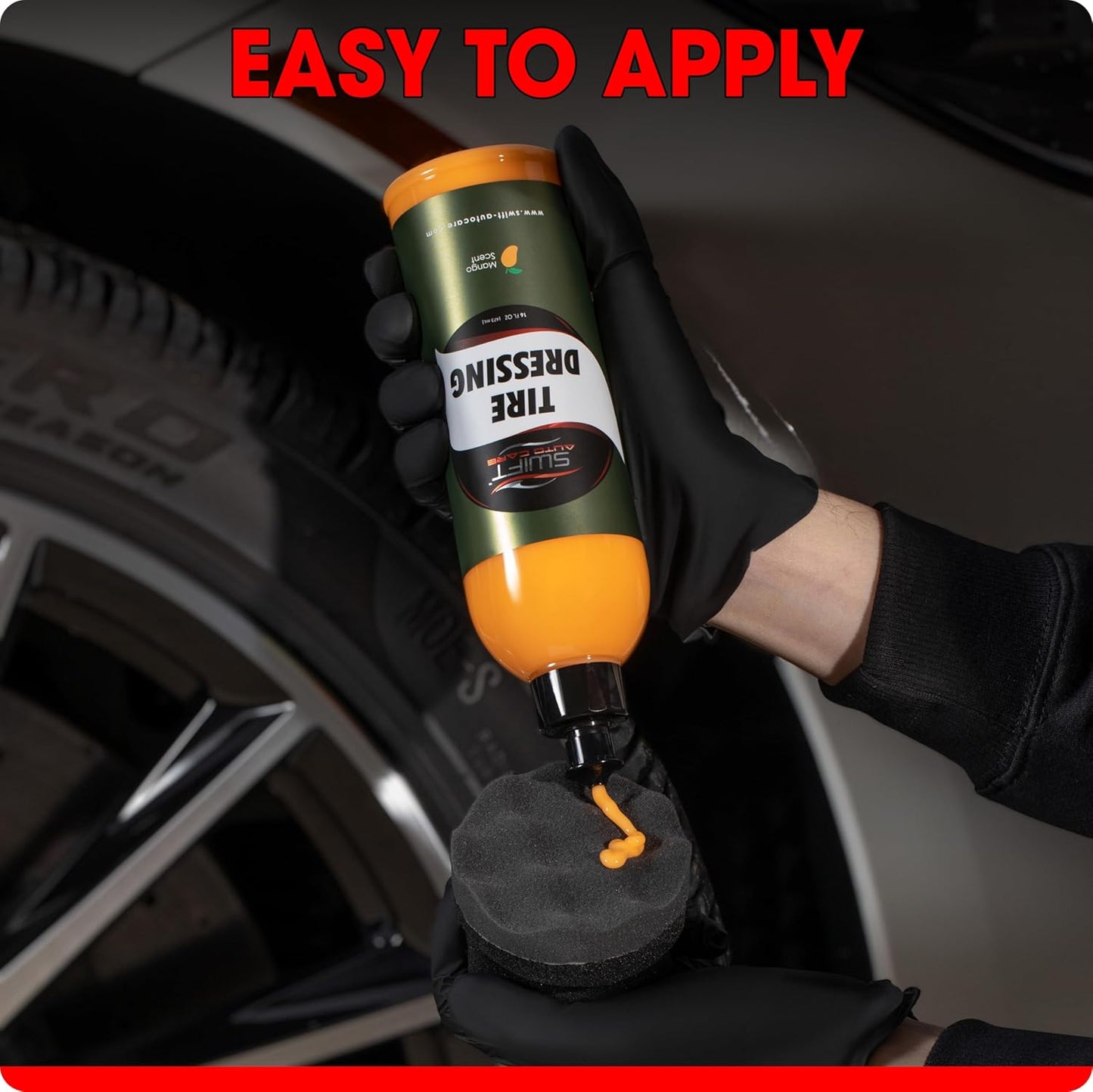 Swift Tire Dressing (1 Gallon) – Long Lasting High-Gloss Tire Shine Gel w/No Sling | Restores Rubber, Plastic & Vinyl | Water-Based w/UV Protection | Fast Cure Time!