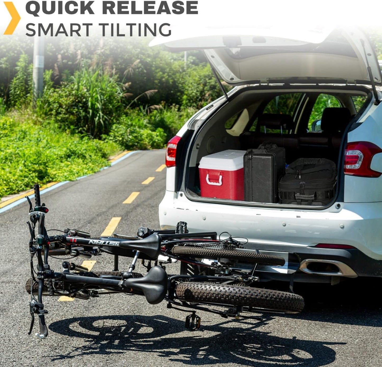 2 Bike Rack Hitch Mount, 200 lbs Electric Bicycle Carrier Rack Platform Style for Cars Trucks SUVs Minivans, fits MTB Gravel Road Bike with Up to 5-inch Fat Tire Carrier Rack - 2" Hitch Receiver