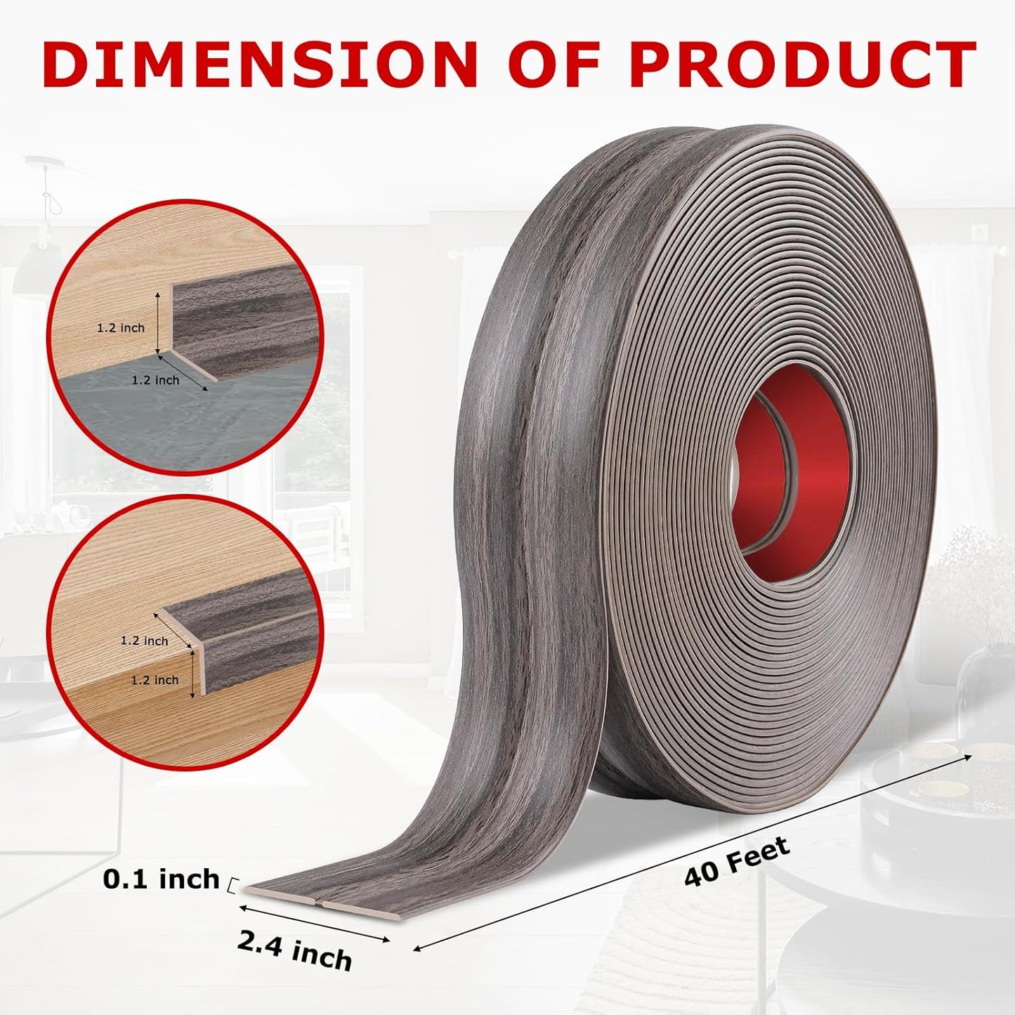 Flexible Wall Corner Protector Moulding Trim Peel and Stick Wall Corner Guards Edge Protector Self Adhesive Molding Trim Strip for Edge Ceiling (Brown Walnut Wood Grain, 2.4 in x 40 Ft)