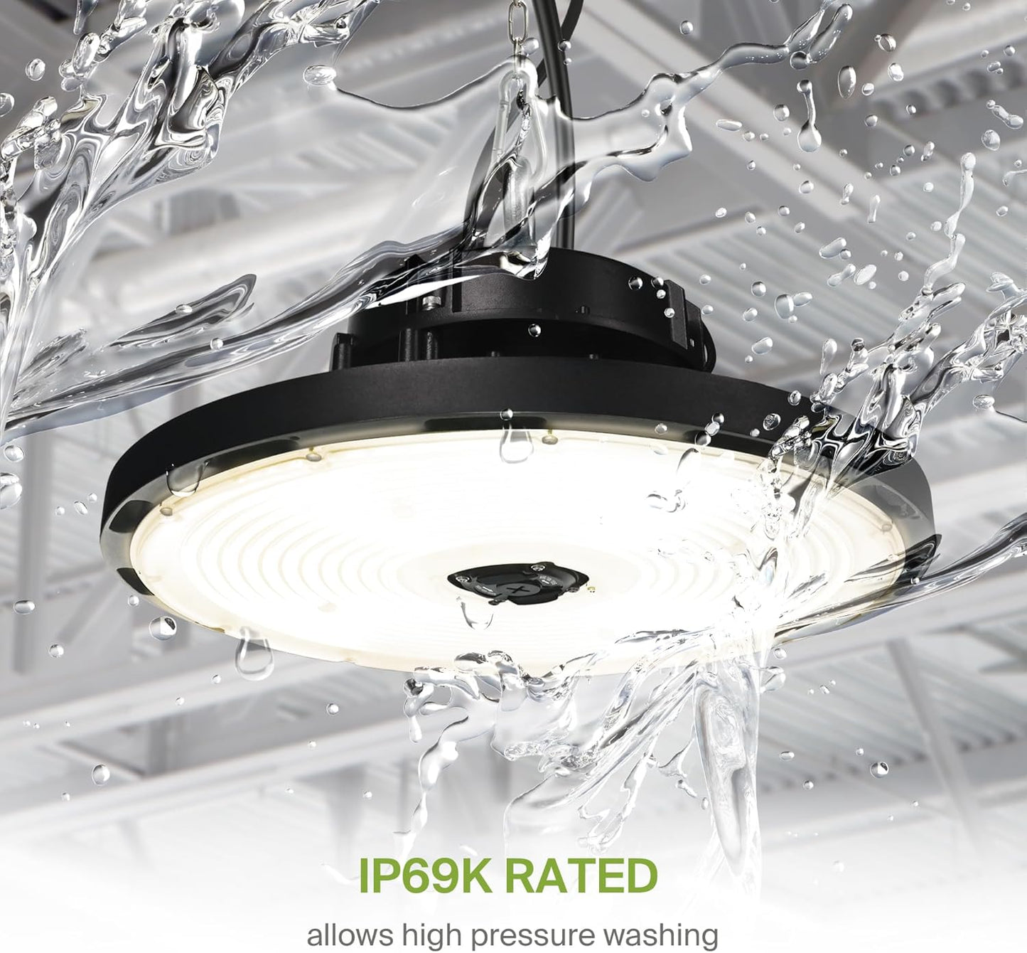 ASD LED High Bay UFO Light Fixture, Commercial Shop Lighting | 3CCT, Dimmable, IP69K Waterproof, DLC Premium, UL Listed | 500W 69700LM 3000-5000K 100-277V | Warehouse, Garage, Workshop Lamp | Black