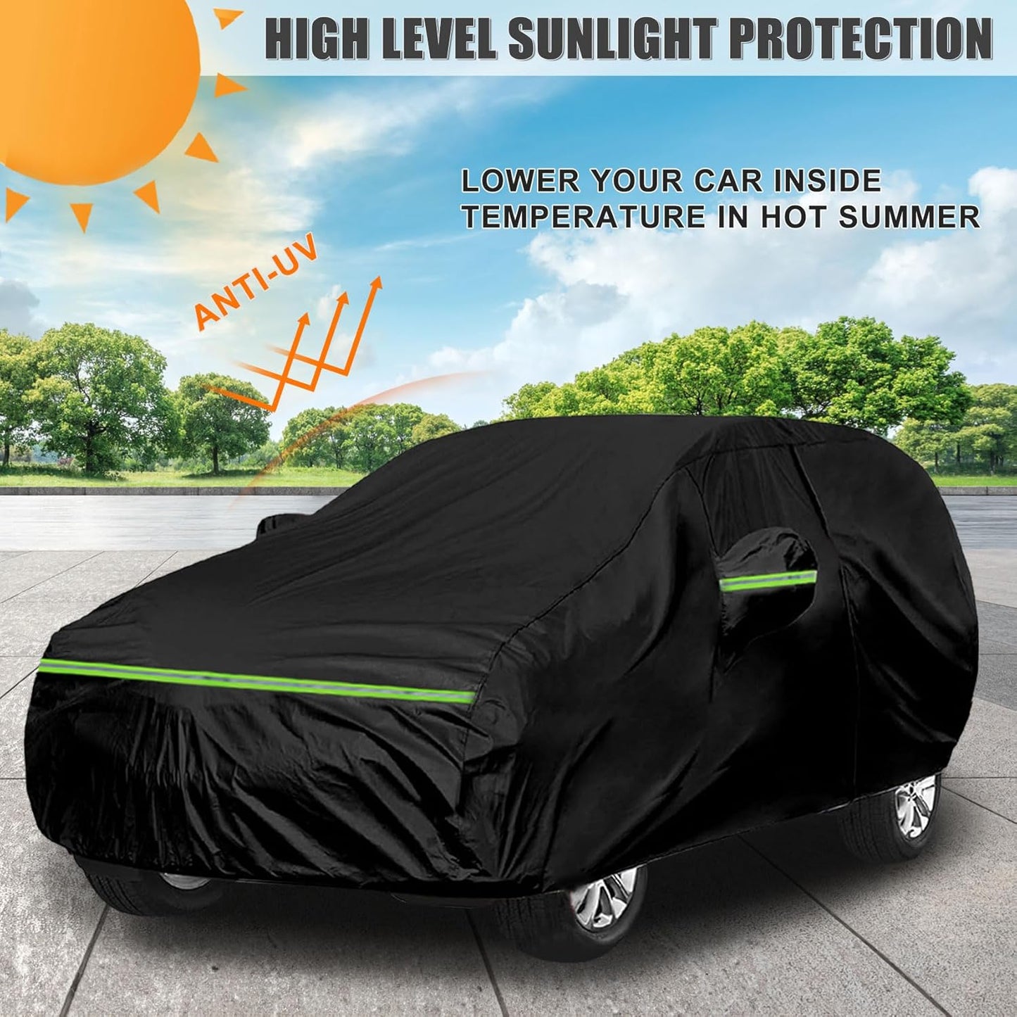 Waterproof Car Cover Compatible with Toyota Corolla Cross 2022-2025, Black 210T Inside Cotton Cover with Door Zippers for Snow Rain Dust Outdoor Protection