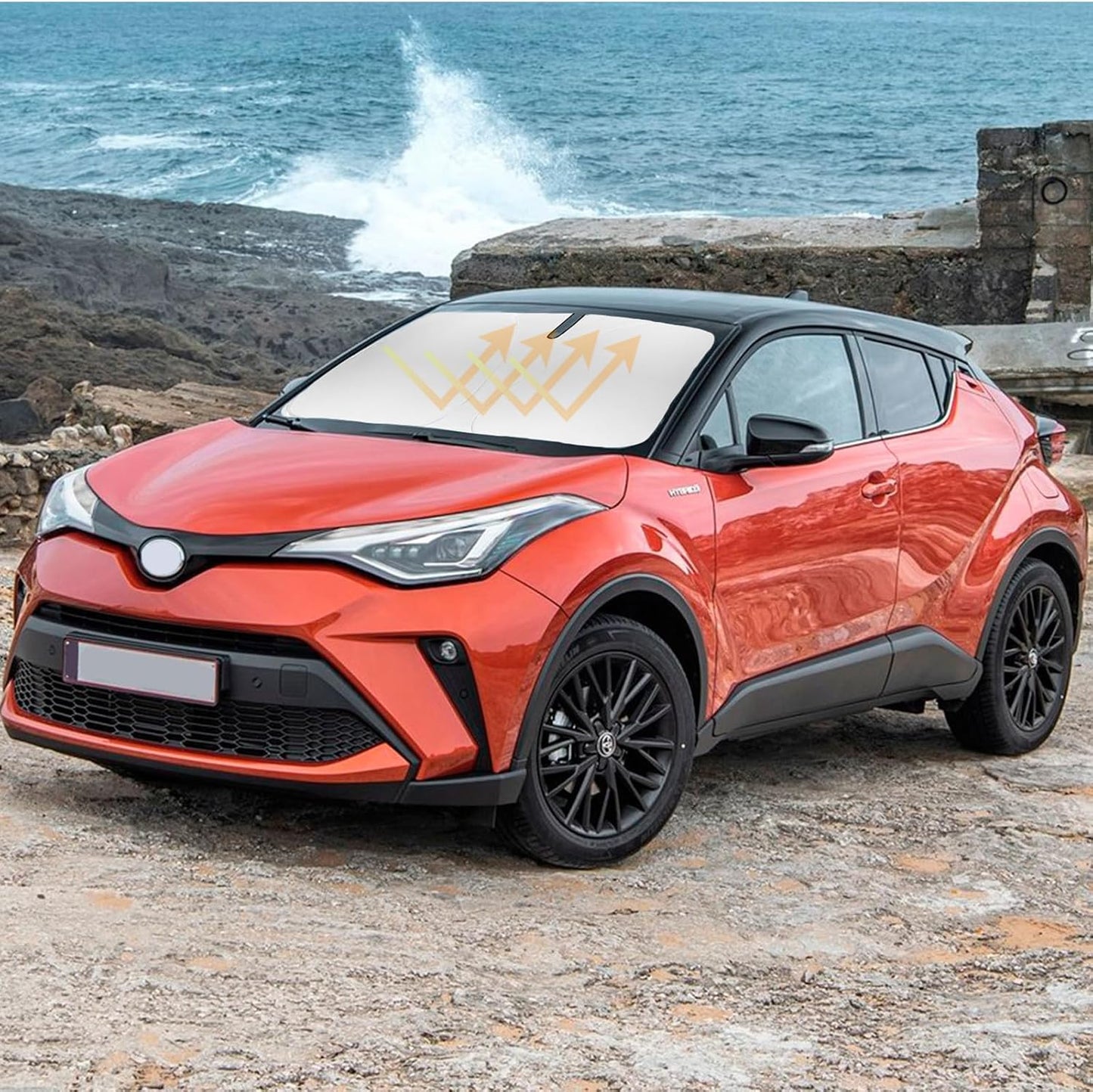 Sun Shade for C-HR CHR Windshield Sunshades Cover Front Window Shields Custom Fit for 2018-2022 2023 2024 2025 Toyota C-HR Accessories 240T Reflective Sun Visor Protector Blocks UV Rays & Heat Damage