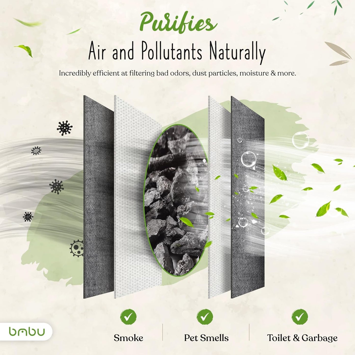 1000g Large Bamboo Charcoal Air Purifier Bag - Car Deodorizer Freshener - Remove Odor and Control Moisture in Your RV, Camper, SUV, Truck, Closet, Mobile Home, Storage - Non fragrant 1kg