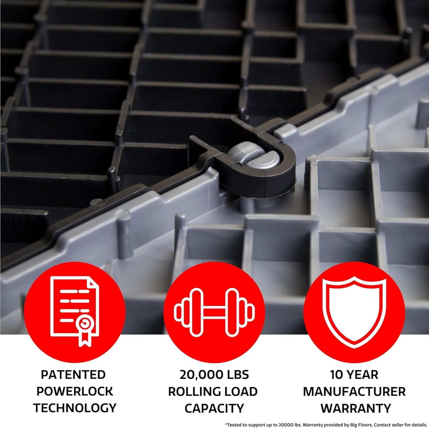 Big Floors GarageDeck Coin Pattern, Durable Copolymer Interlocking Modular Non-Slip Garage Flooring Tile (Alloy, 48 Pack of 12 x 12" Tiles)