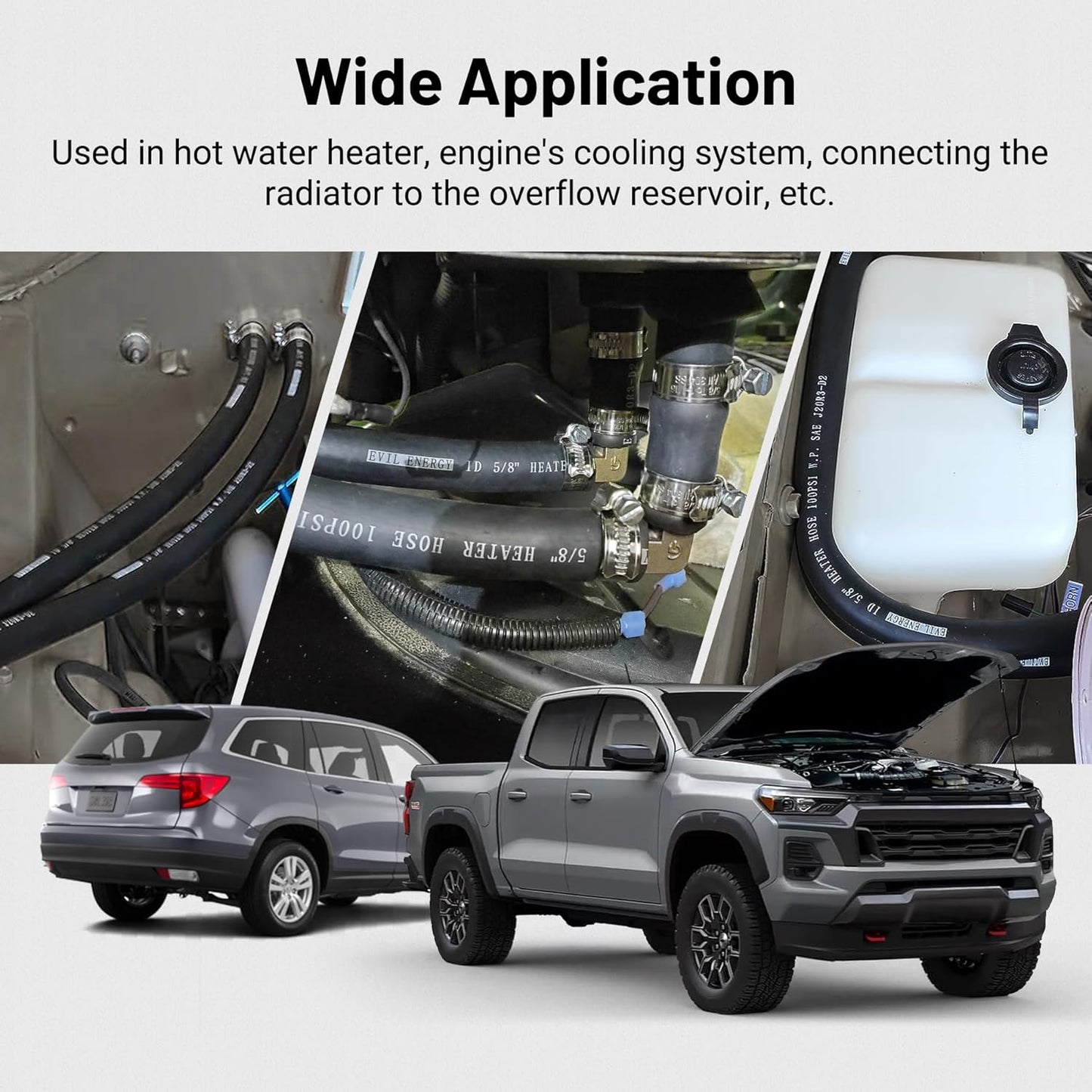 EVIL ENERGY 5/16" Heater Hose Coolant Radiator Straight 100PSI SAE 20R3 10FT Black