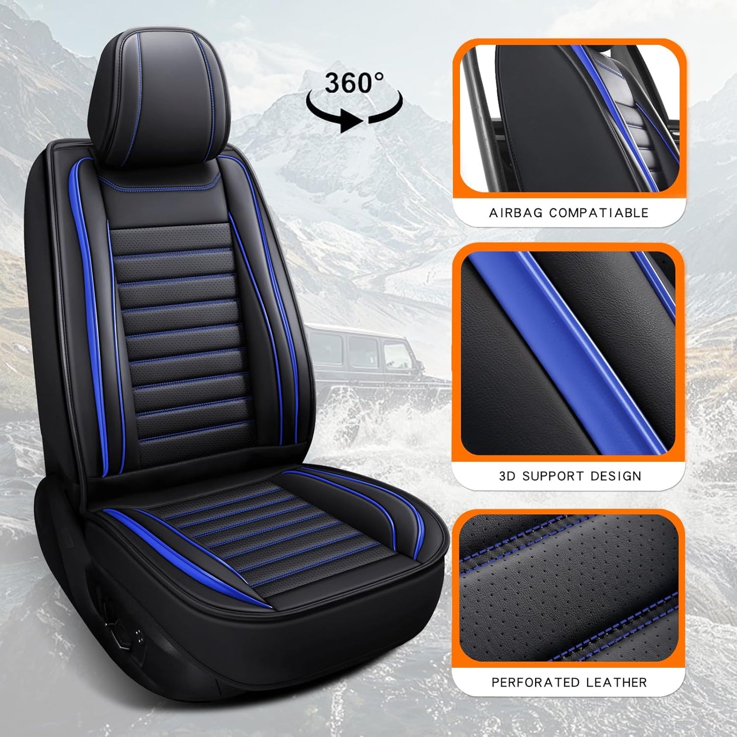 Car Seat Covers Full Set, Universal Faux Leather Car Seat Covers, Waterproof Breathable Automotive Seat Covers for Most Sedans SUV Trucks, Wine Red