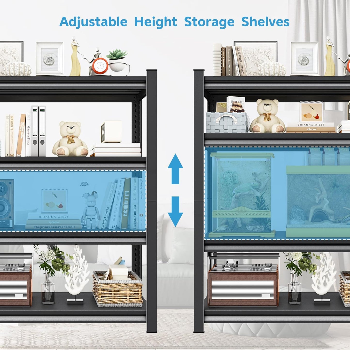 4-Tier Heavy Duty Metal Shelves, Industrial Style, Heavy-Duty Garage Storage Shelves, 40"W x 16"D x 72"H, 1800LBS Capacity