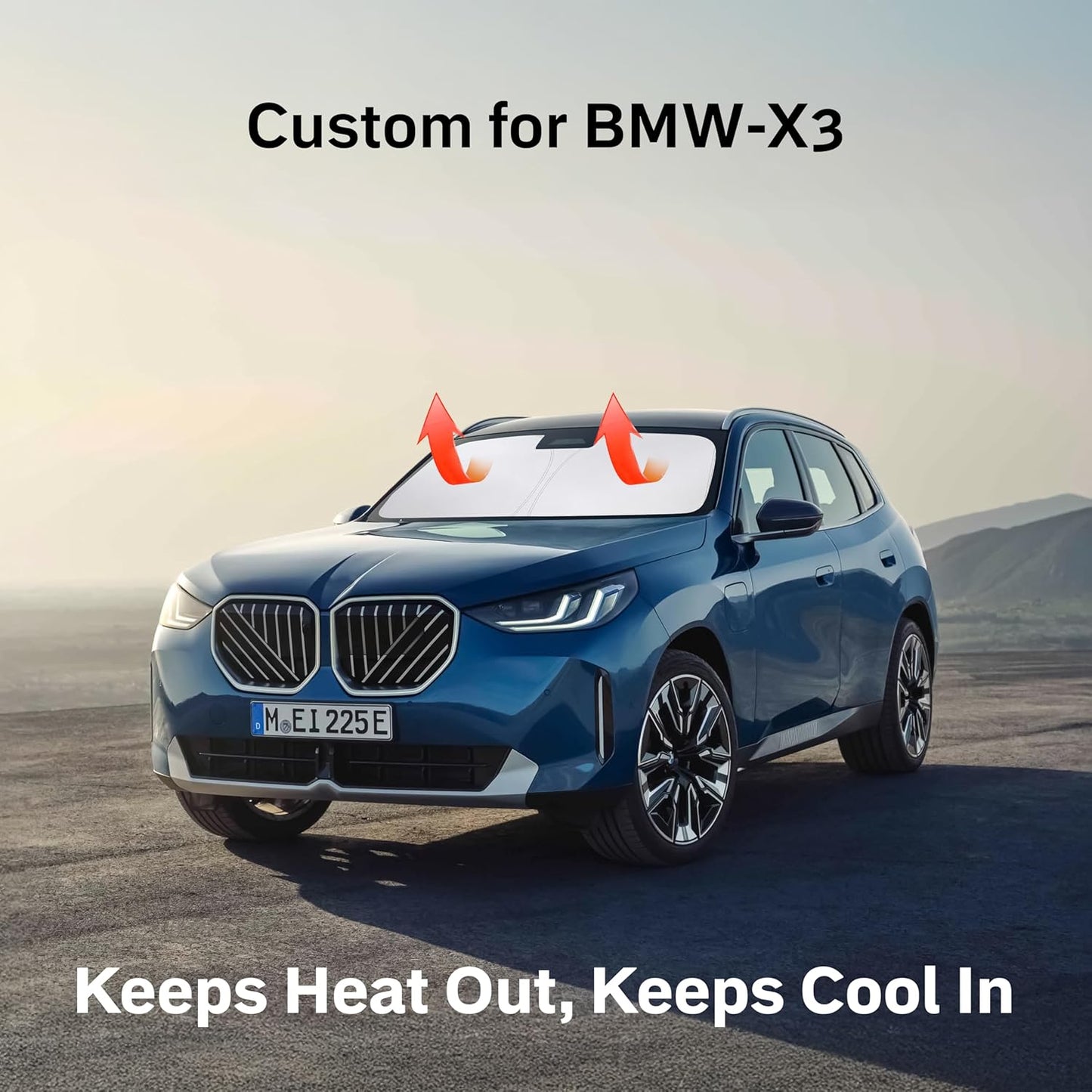 BMW X3 EcoNour Car Windshield Sunshade 2018-2025 - 240T Polyester Material Cars Sun Visor Reflector Blocks UV Rays - Foldable Sunshade Interior Protection Accessories