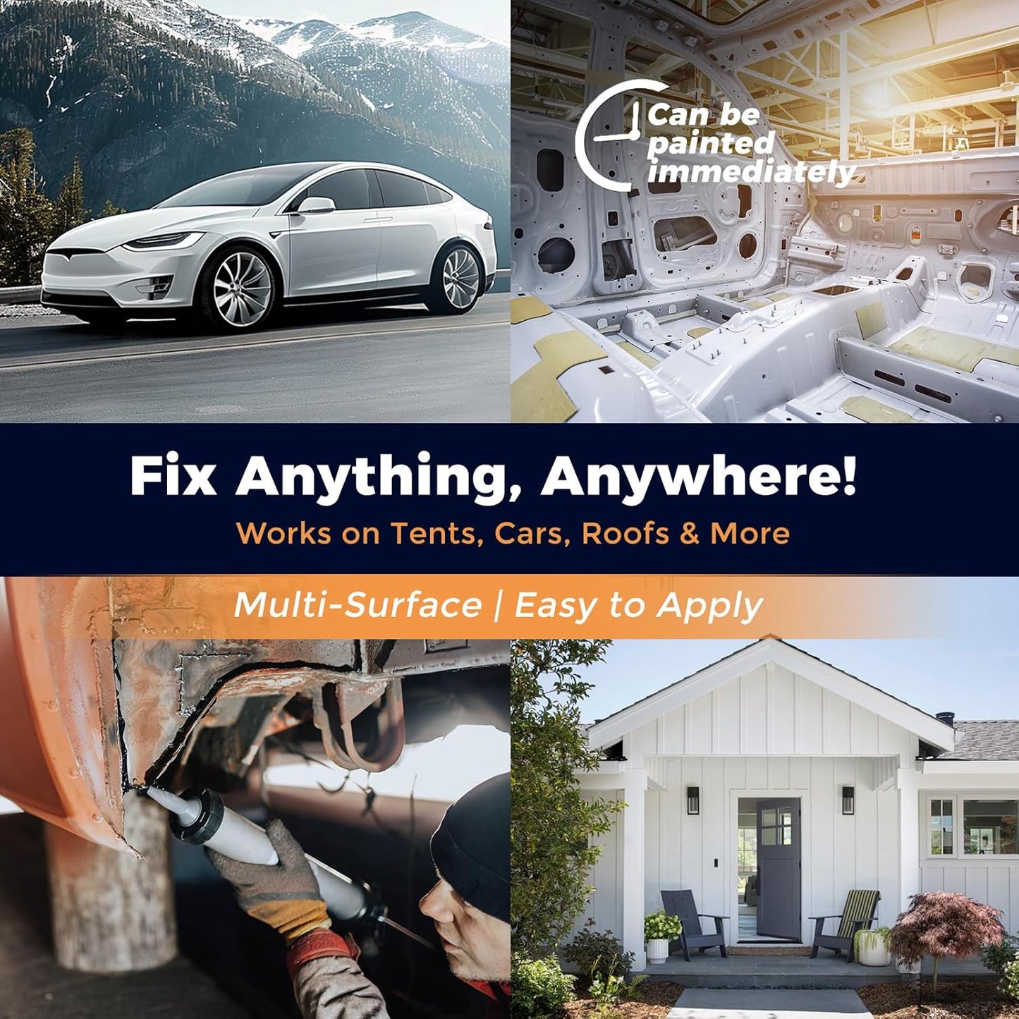 Seam Sealer Automotive-Professional Grade High Strength Waterproof Adhesive for Truck,Marine,Auto Body Repair, Rust & Leak Prevention-Quick Paintable Sealant for Metal,Plastic,RV Roof Sealant White