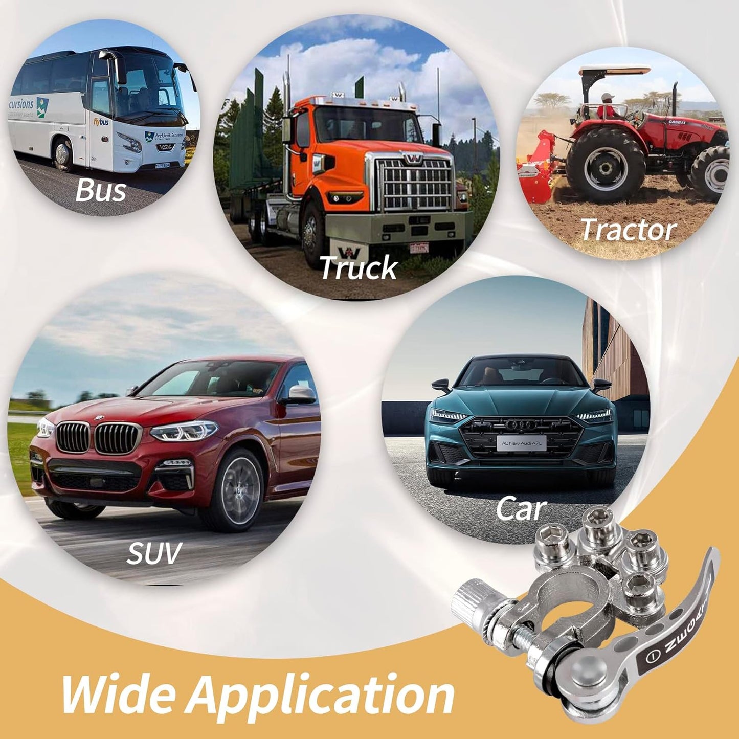 SINGARO Car Battery Terminal Connector, 4 Way Positive and Negative Pole Quick Release Terminal Clip, Applicable to SAE/JIS A Type Terminal Post, Compatible with Cars, Trucks and More（Sliver-A）