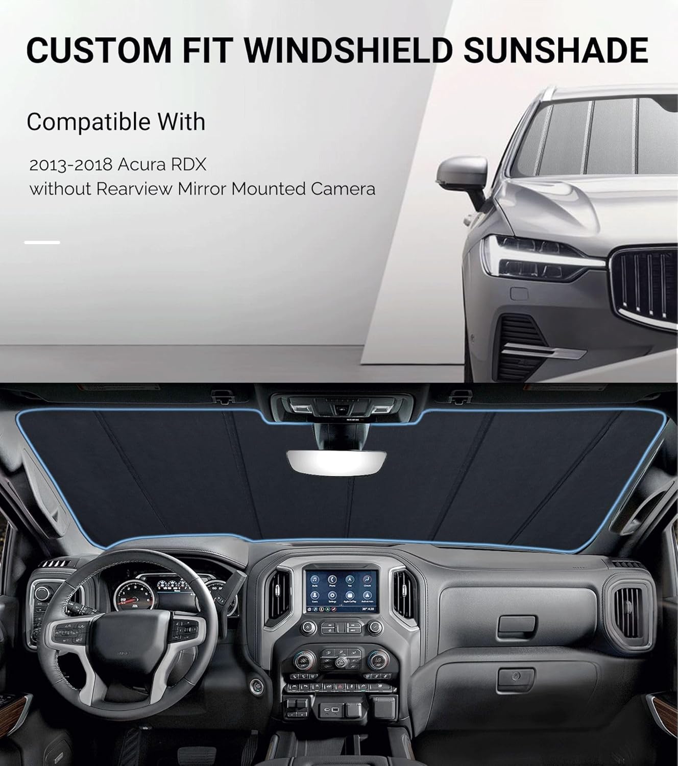 Windshield Sun Shade for Acura RDX 2013-2018,Front Window Sunshade,6 Layers Sun Shield,Block UV Rays Dashboard Shield,Insulation Sun Shade Accordion Fold