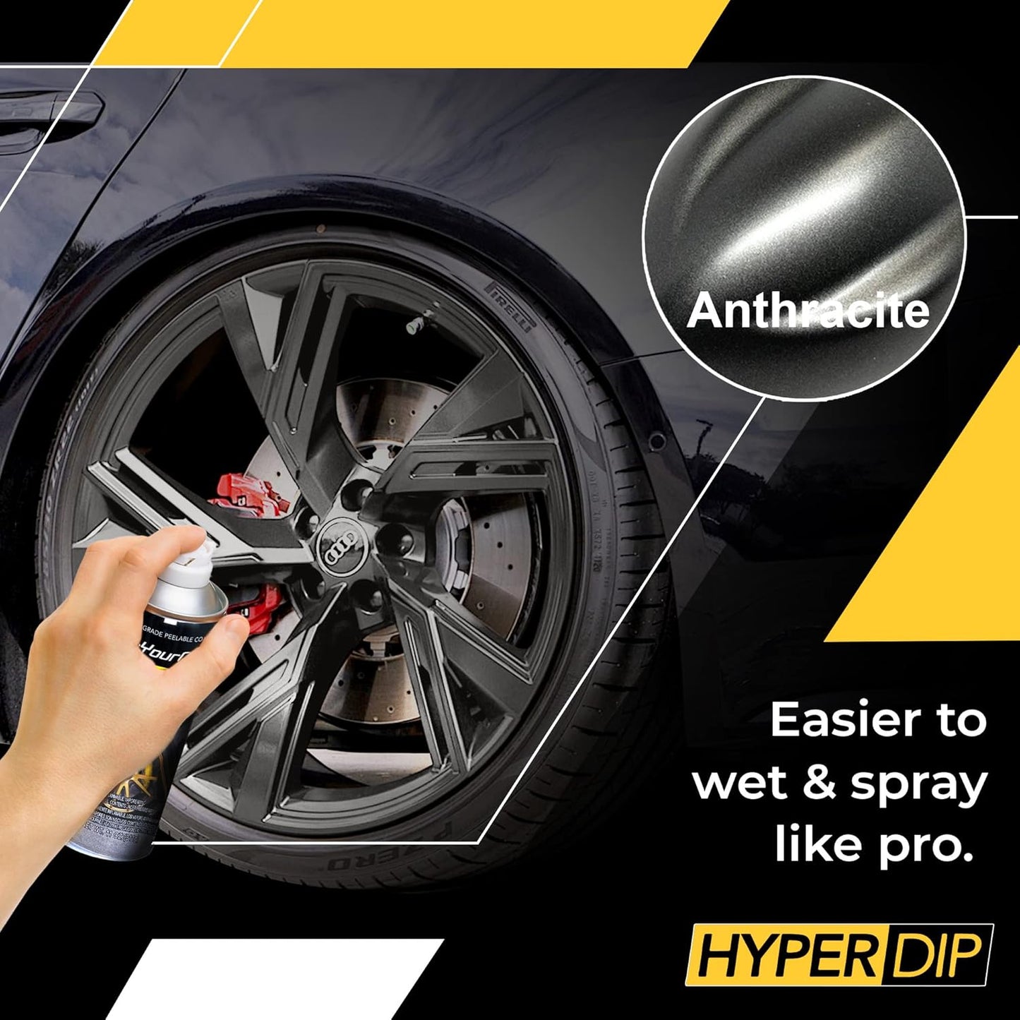 DipYourCar HyperDip Paint - Can of Sprayable Automotive Dip Coat - Removable Peelable Paint Protection for Cars - Anthracite Grey Satin Coat Spray