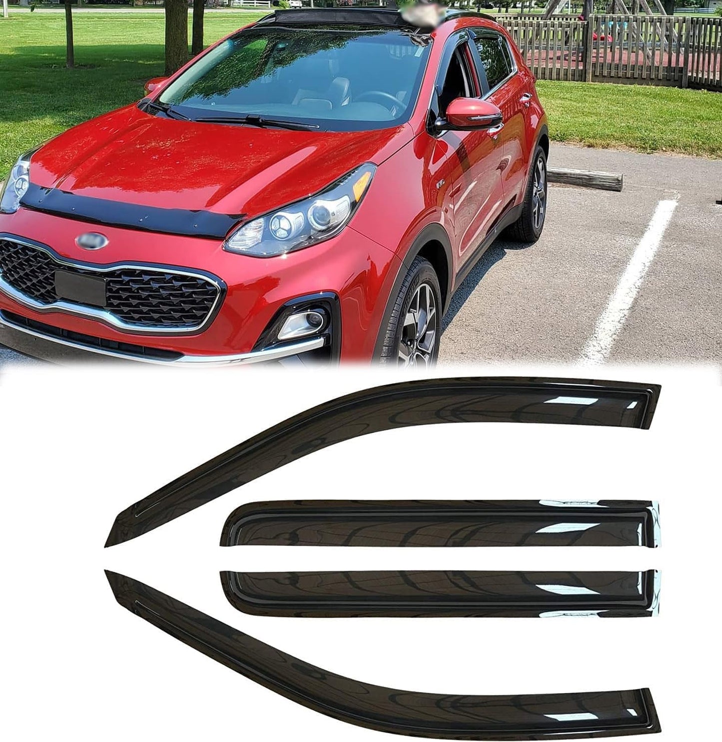 94382 Sunproof Waterproof Side Window Wind Deflector Window Visor fit for 2017-2022 Kia Sportage, 4pcs Protective Replacements Rain Guards Set