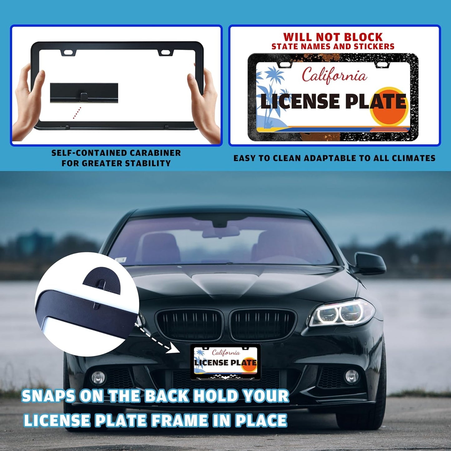 Bat License Plate Frame Funny Gothic Style License Plate Holder Animal for Front or Rear Car Tags Reusable Durable Stainless Steel Car Decoration with Screws 6.3 X 12.2 Inch for Men Women
