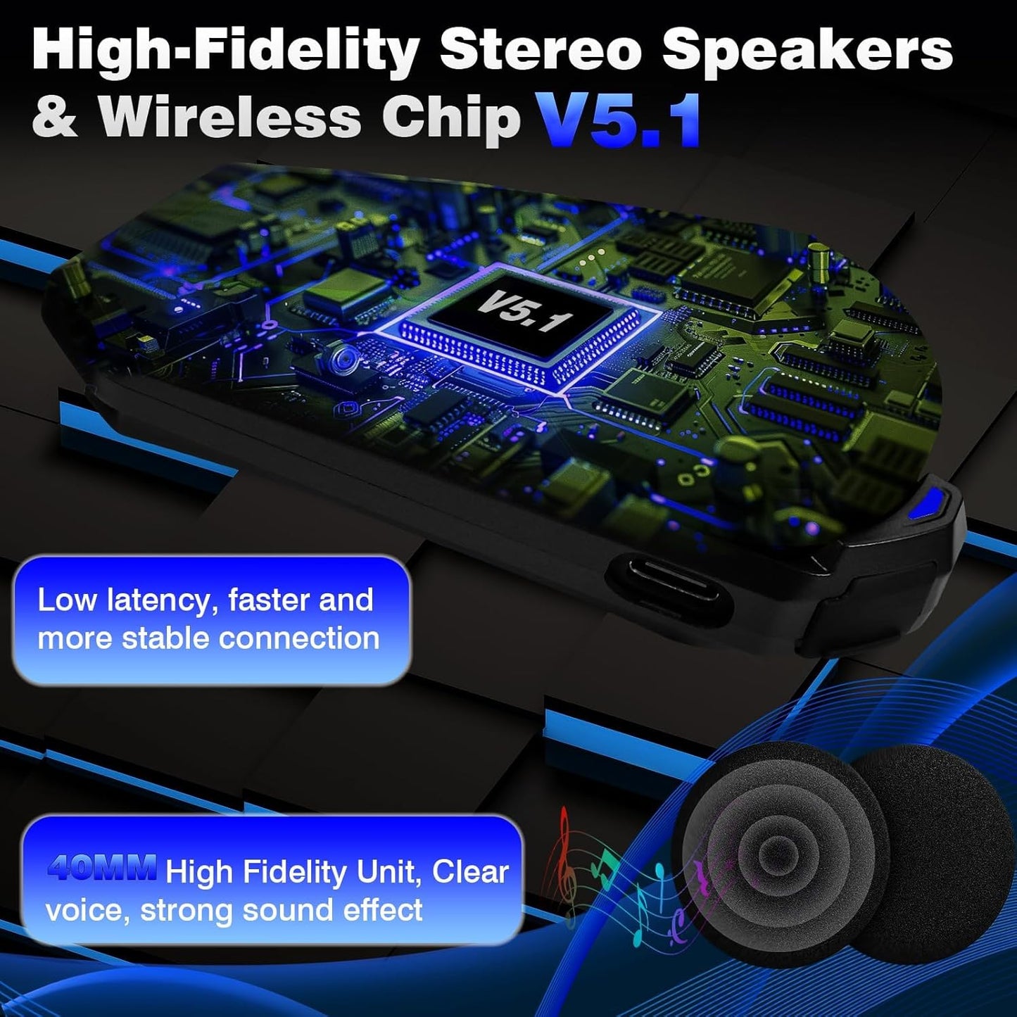 Motorcycle Helmet Headset Support 8 Riders Group Intercom Communication System, Motorcycle Headset with Music Sharing/HiFi Sound/3 EQ Music Modes/Noise Cancellation/IP67/FM Radio/Wake up Siri - 1 Pack