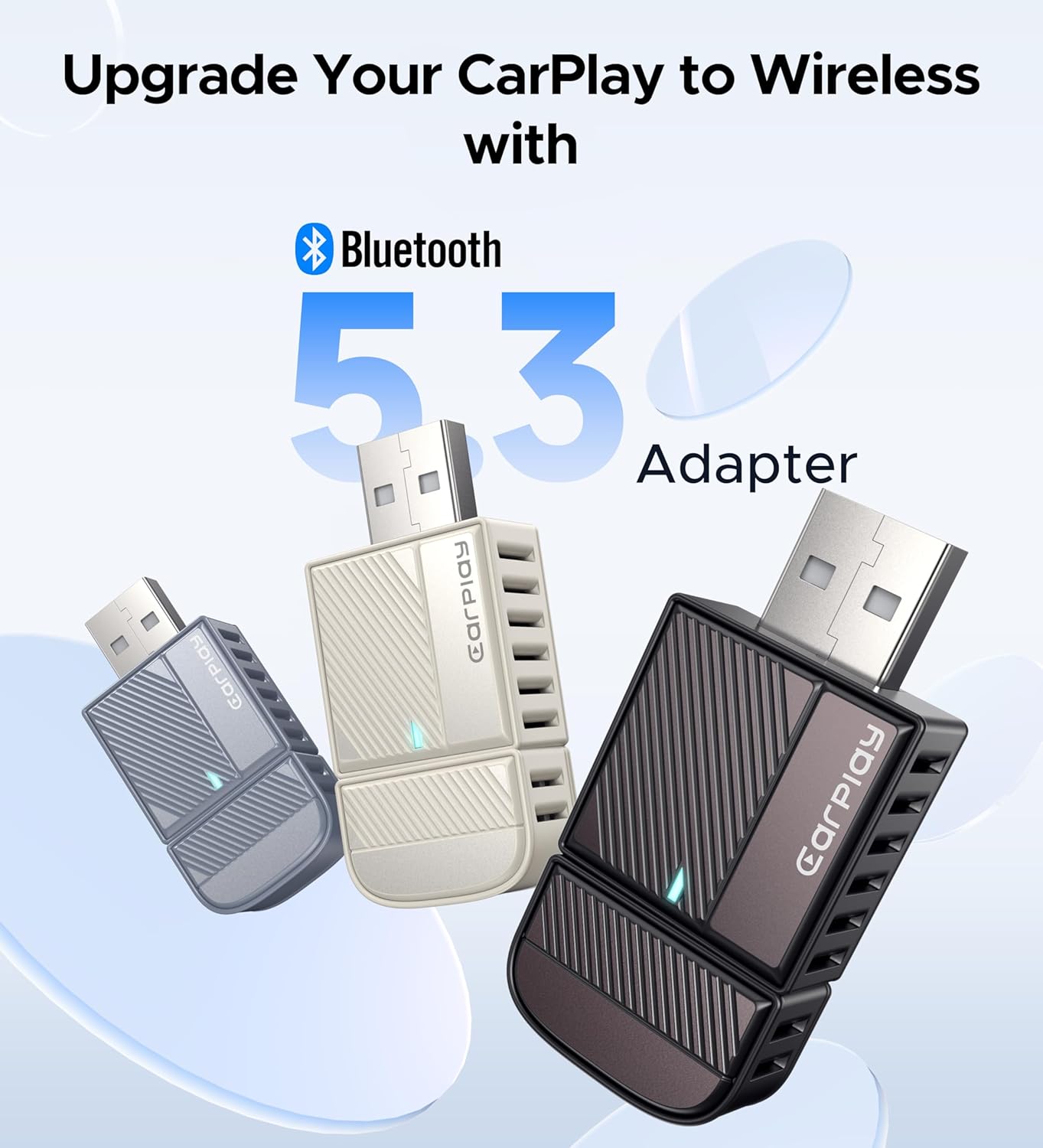 ByteWave CarPlay Wireless Adapter for Apple, Convert Wired to Wireless CarPlay Adapter for iPhone [Mini Size, USB-A & USB-C/Type-C, Plug&Play, No Delay], Compatible with Cars from 2016, Brown