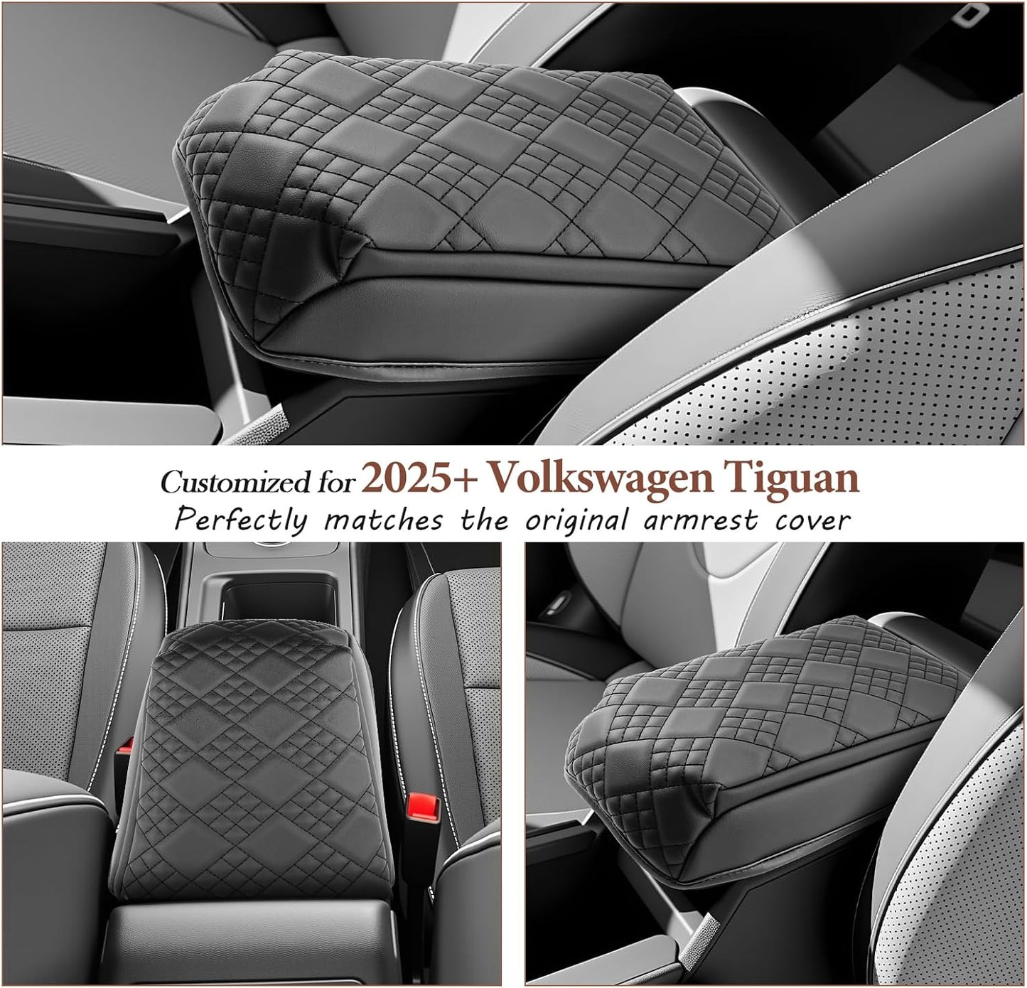 SKTU for 2025 VW Tiguan Center Console Cover for 2025+ Volkswagen Tiguan (S/SE/SE R-Line Black/SEL R-Line) Armrest Cover VW Tiguan 2025 Accessories 2025 Tiguan Console Cushion (Thickened)