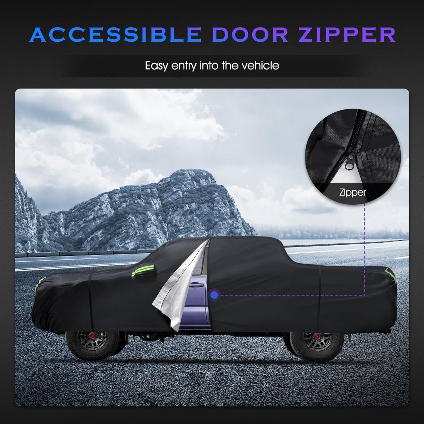 Car Cover Custom Fit for Toyota Tacoma 2005-2023,6 Layers Truck Cover Waterproof All Weather for Automobiles,Outdoor Full Exterior Cover,Rain, Sun, Wind Protection,Black