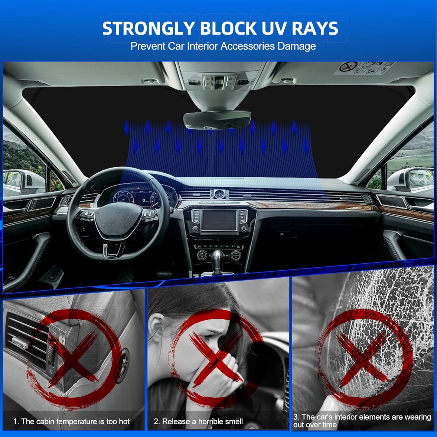 Windshield Sun Shade for Ch-evro-let/Chevy Trax (LS/1RS/LT/2RS/ACTIV) 2024 2025 2026 Foldable Sunshade Custom Fit Front Window Car Interior Accessories Protector Blocks UV Rays