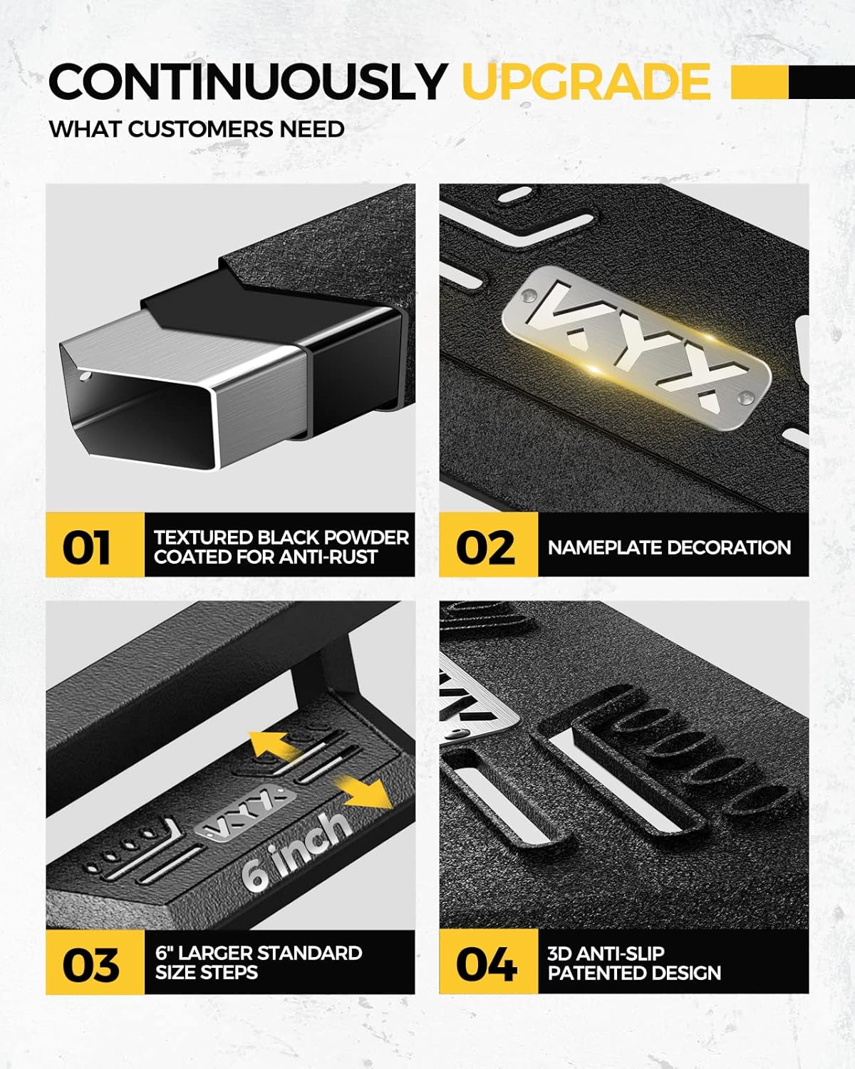 KYX 6 inches Running Boards Side Steps Compatible with 2015-2024 Chevy Colorado/GMC Canyon Crew Cab(Nerf Bar Side Steps Side Bars)