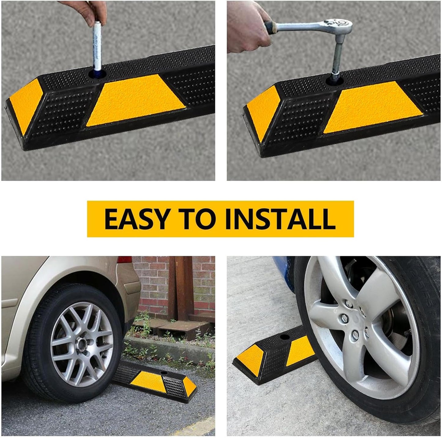 Curb Parking Garage Floor Stopper - 72 Inch Extra Wide Heavy Duty Rubber Parking Lot Stopper, for Vehicles Truck Driveway, Protect Pumpers from Cars Vans Trucks(1PC)