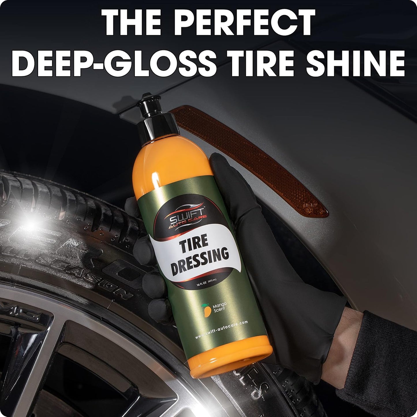 Swift Tire Dressing (1 Gallon) – Long Lasting High-Gloss Tire Shine Gel w/No Sling | Restores Rubber, Plastic & Vinyl | Water-Based w/UV Protection | Fast Cure Time!