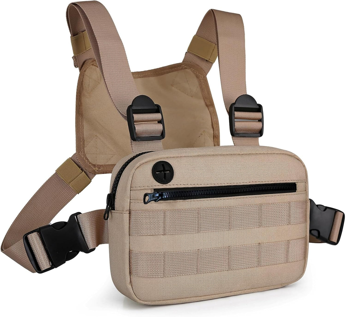 Outdoor Chest Bag For Men, EDC Chest Pack With Built-In Phone Holder, Lightweight Chest Rig Pouch