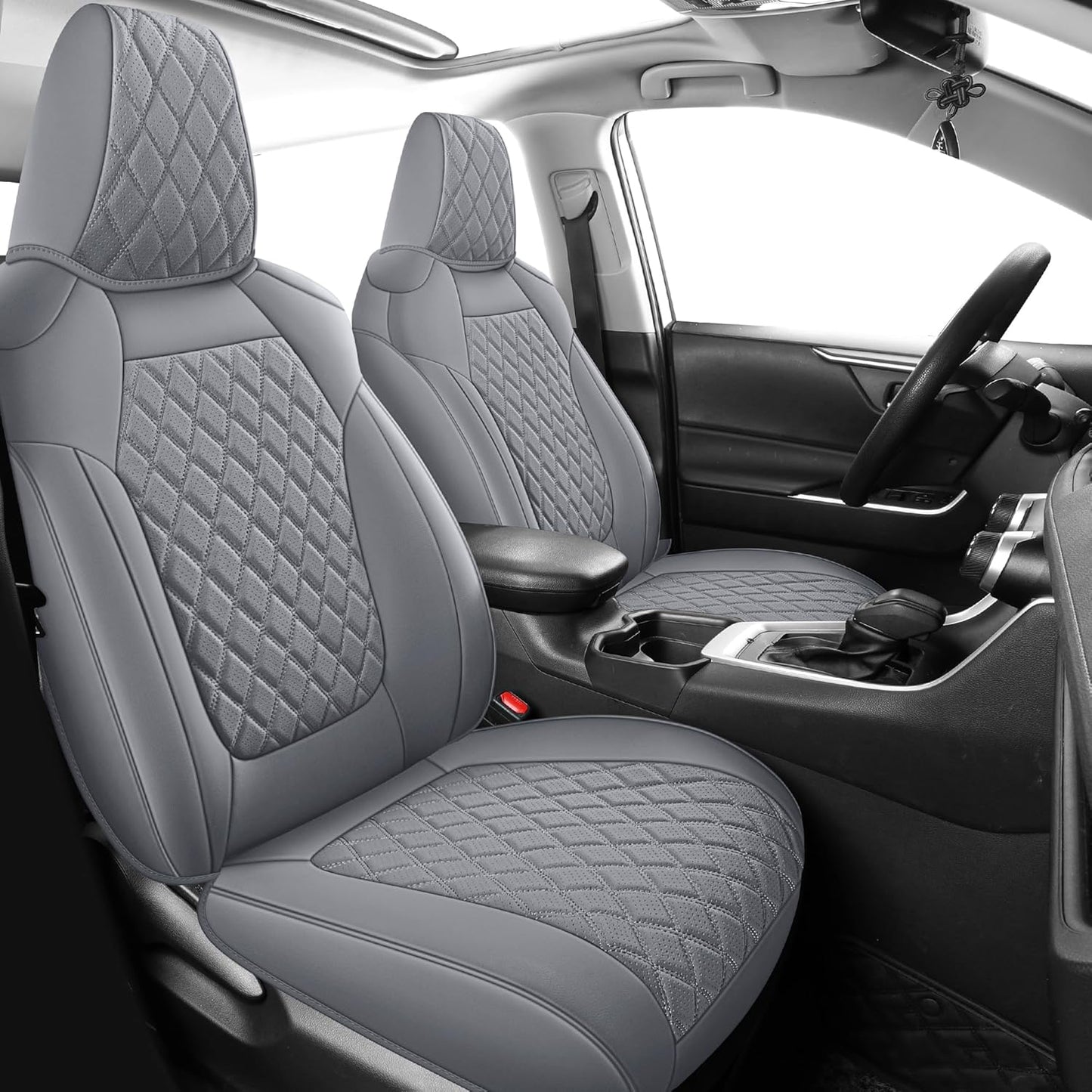 MIROZO RAV4 Seat Covers,Faxu Leather Car Seat Covers Non-Hybrid Fits for 2019-2025 Toyota RAV4 LE,XLE,XLE Premium,Limited,SUV Seat Cover,Seat Cushion Full Set (Not for Adv & TRD-Off,Grey)