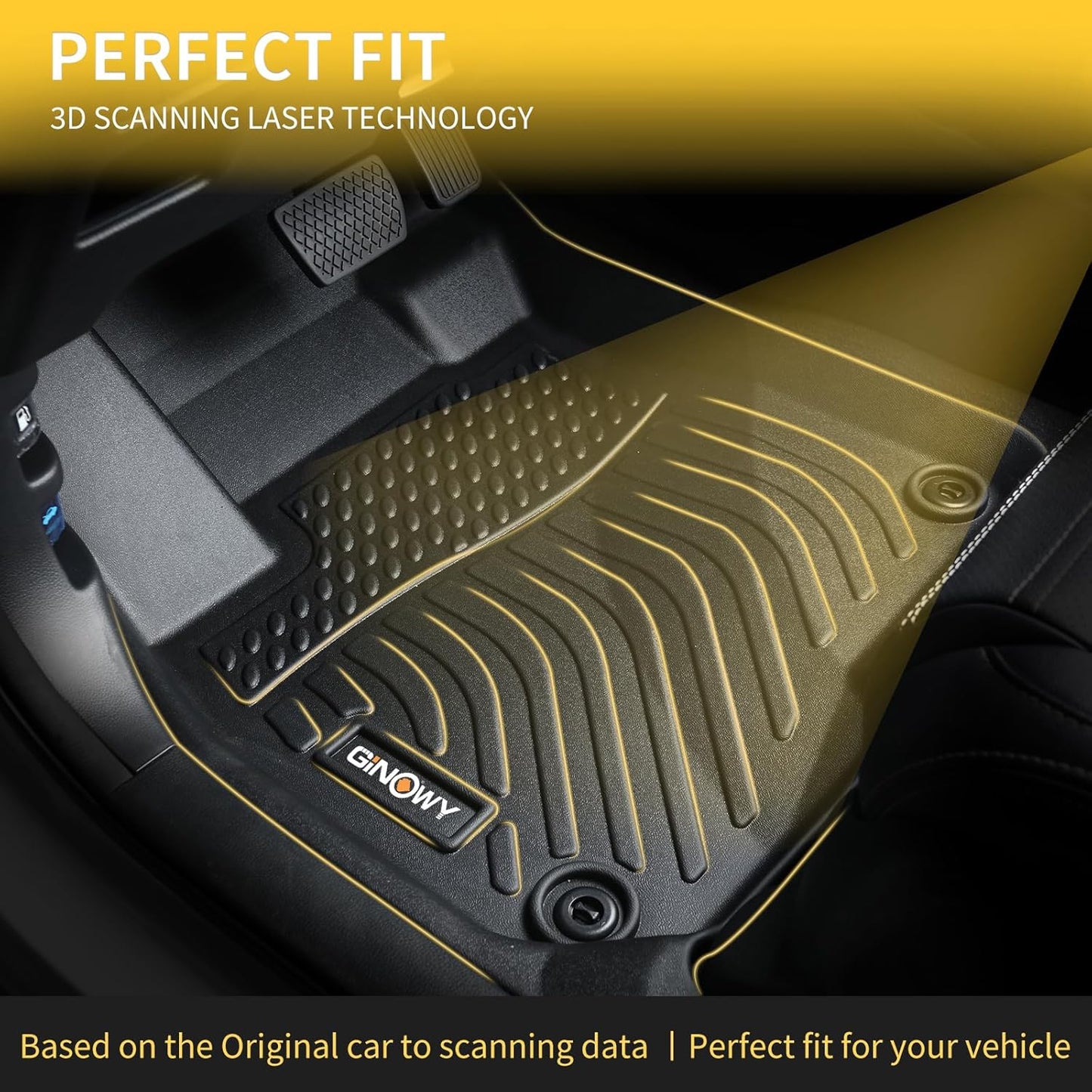 GINOWY-Floor Mats & Cargo Liner for Honda Passport 2019-2024 2025, TPE All Weather Protection Car Mats Custom Anti-Slip Trunk Mat 2025 Passport Floor Liners Waterproof Passport Accessories Black