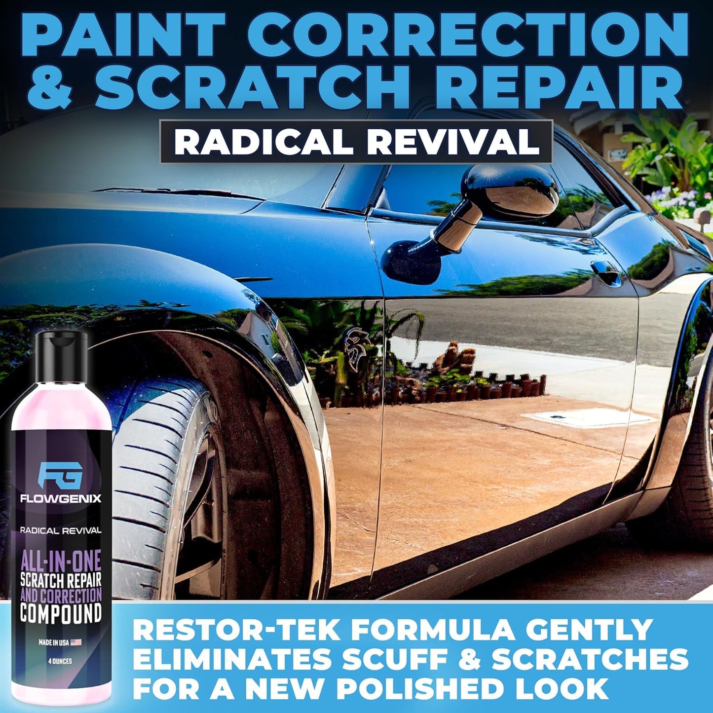 Grand Slam 4-Pack Includes Waterless Car Wash Spray + Instant Car Scratch Remover Repair + Streak Free Window and Glass Cleaner + All Purpose Cleaner for Auto Detailing, 2 Microfiber Towels