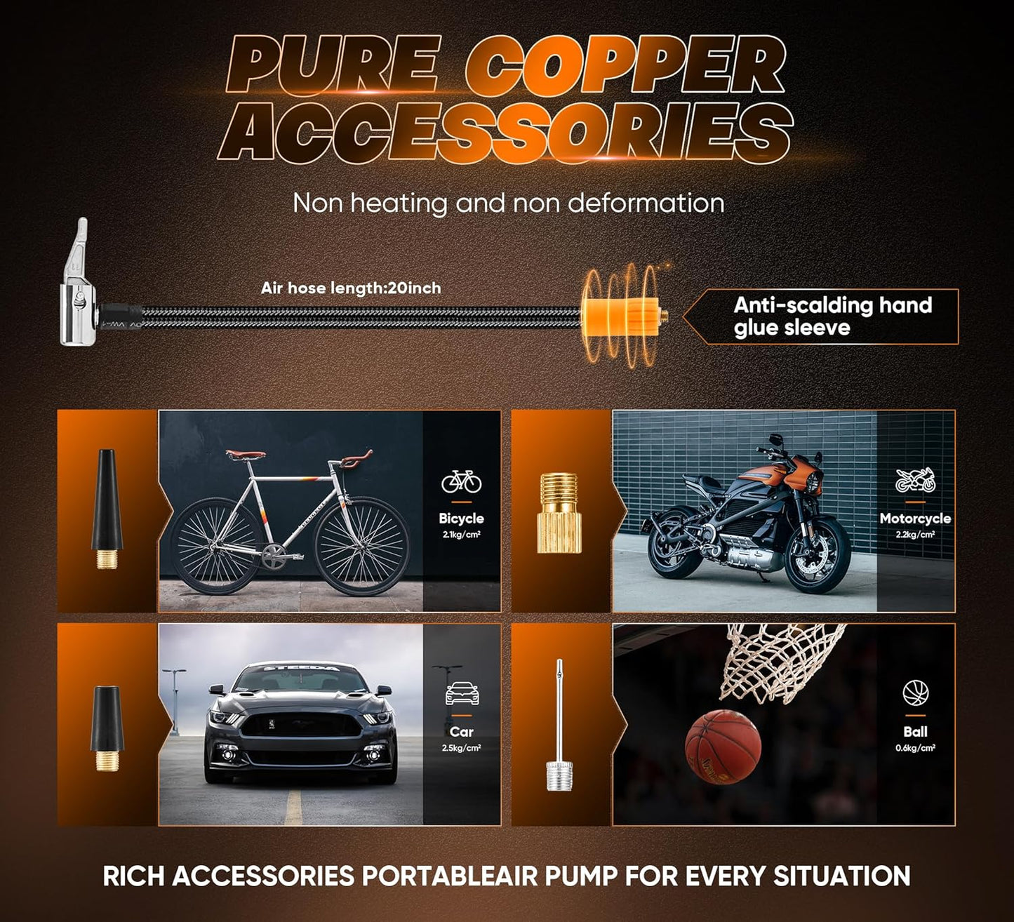 Cordless Tire Inflator for Car with 3 Light Modes and Automotive Power Cords, Electric Air Pump(Type-C) (150PSI)(6000mah Battery), Digital Air Compressor for Motorcycle, Bike, Truck and Ball