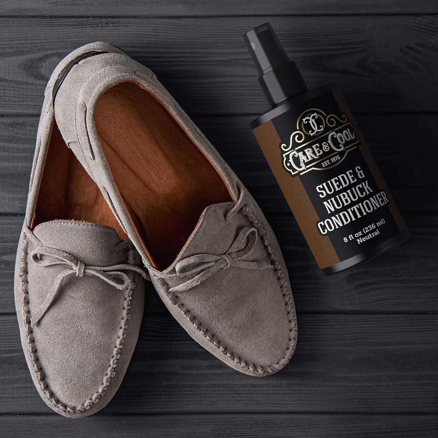 Care & Cool Suede and Nubuck Conditioner, Renovator, and Protector. Your Best Choice for Waterproofing and Rejuvenating The Delicate Structure Against The Elements and Abrasive Impurities (8 Fl Oz)