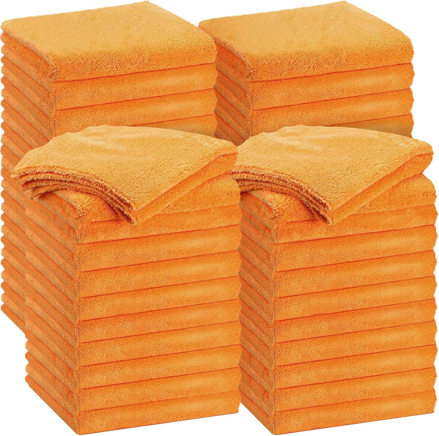 Shimeyao 30 Pcs Edgeless Microfiber Plush Towels for Cars Detailing Drying Wash Polishing Absorbent Cleaning Cloths, 500 GSM, 16 x 16 Inch(Orange)