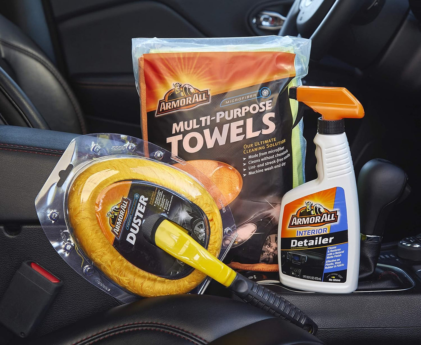 Armor All Interior Car Cleaning Kit, Interior Detailer Spray with Microfiber Towels and Microfiber Duster, 16 Fl Oz (3 Piece Kit)