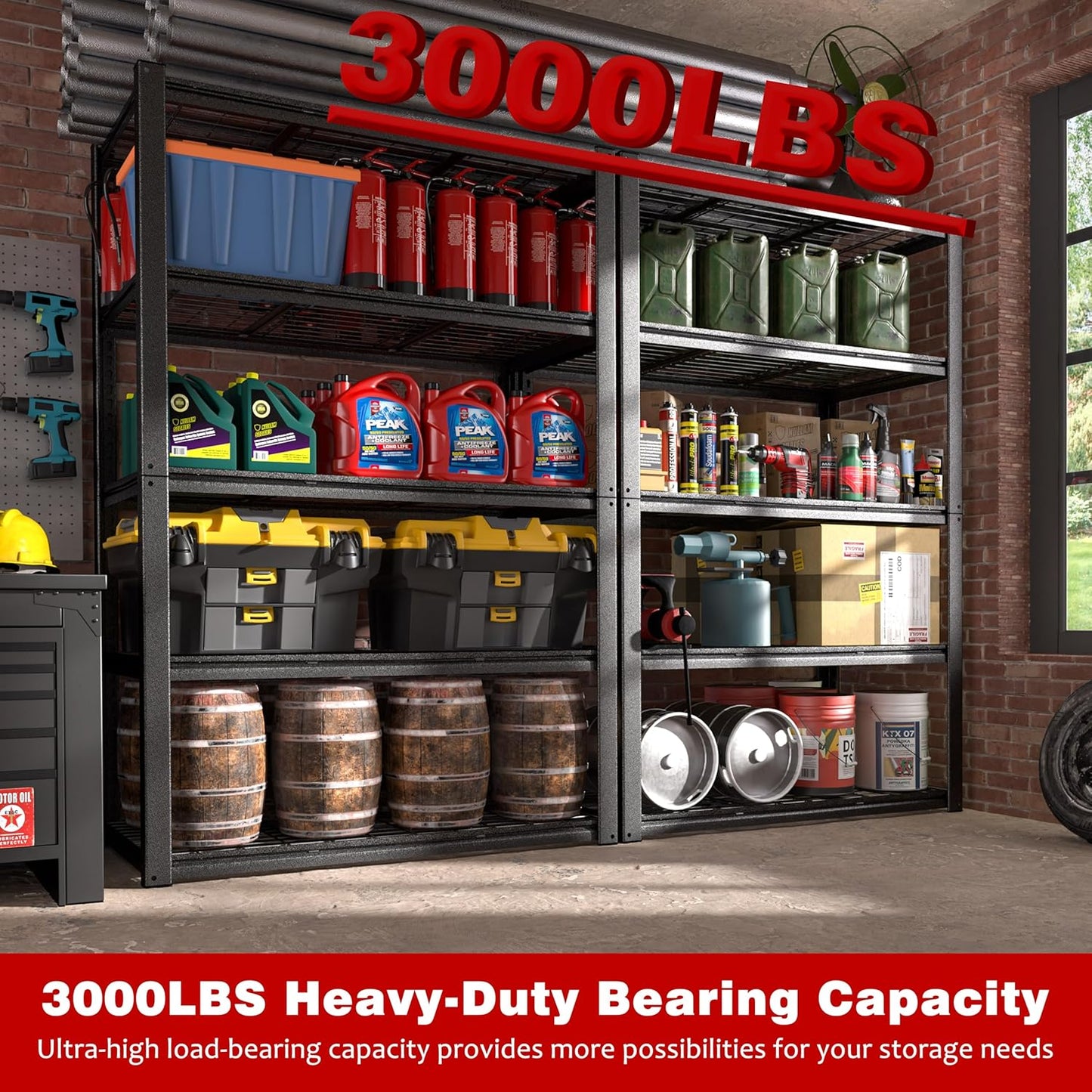 MUPATER 48.43" W x 23.98" D x 72.05" H Metal Storage Shelves, 5 Tier Shelves and Adjustable Shelves, Garage Shelving Unit, Standing Utility Shelf Racks for Garage Warehouse Kitchen