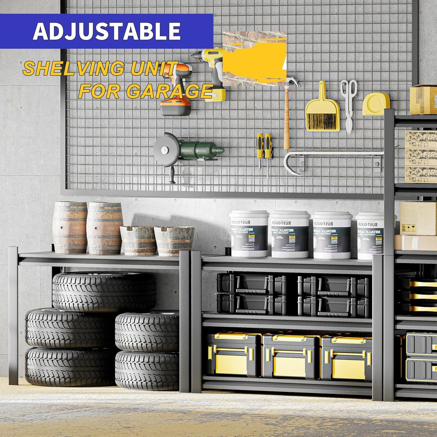 78" H 47.2" Wide Garage Shelving,Thickened Heavy Duty Metal Shelving Adjustable Shelves,Garage Storage Shelves,Shelving Rack Industrial Shelving Tool Shelf for Basement Metro