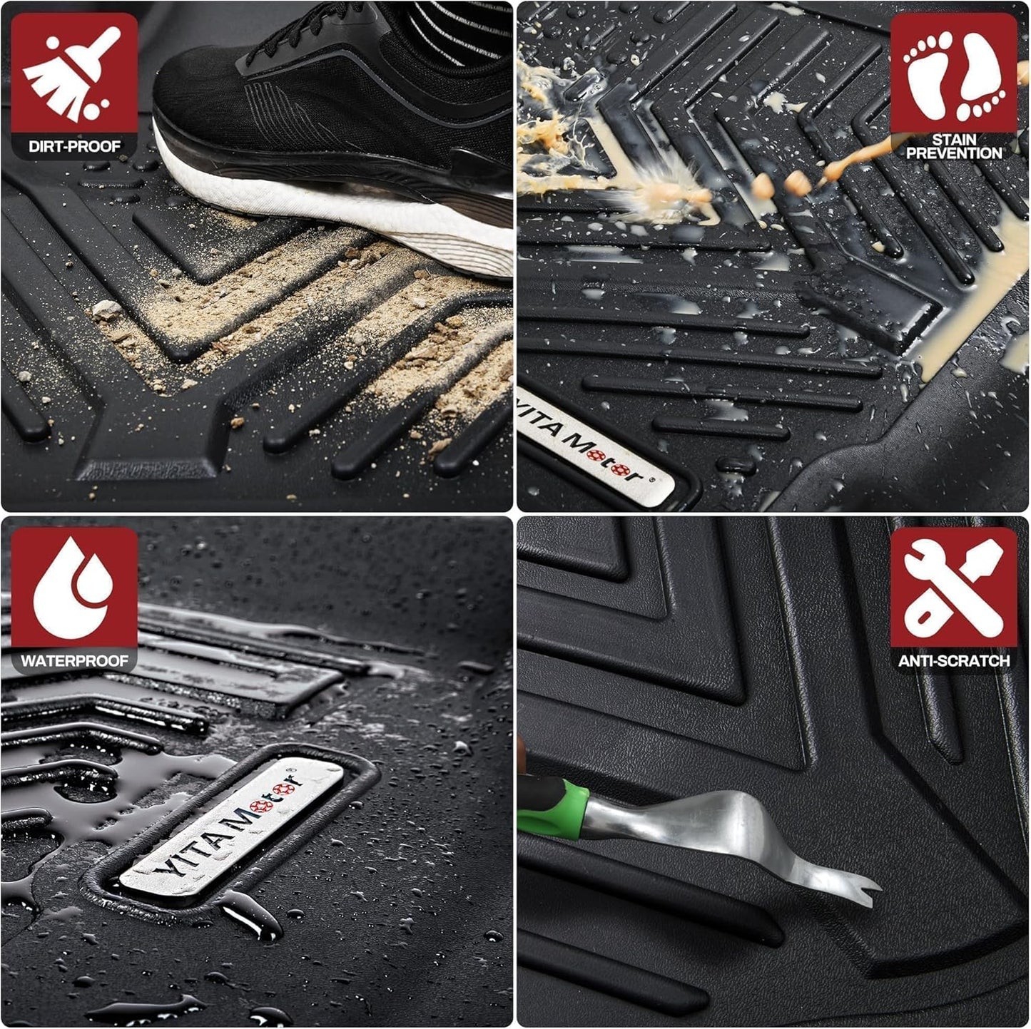 YITAMOTOR All Weather Floor Mats for 2022 Jeep Grand Cherokee WK, 2016-2021 Jeep Grand Cherokee/Dodge Durango, Custom Fit Floor Liners for 1st & 2nd Row, Black