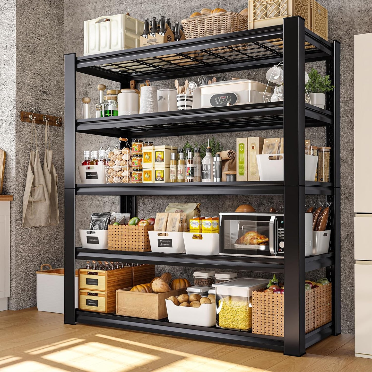 REIBII 3010LBS Storage Shelves 72" H Garage Shelving Heavy Duty Metal Shelving 5 Tier Adjustable Metal Shelves for Storage for Pantry Kitchen Basement 72" H x 35.5" W x 16" D, 3 Pack