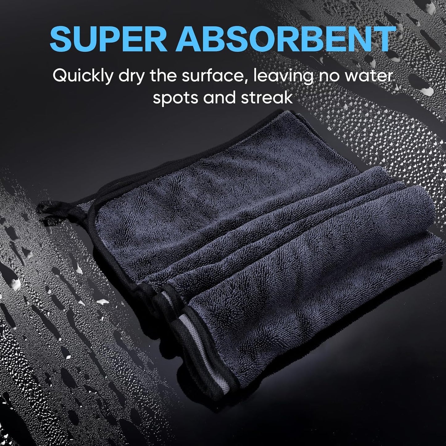 Shiny Wipes Shower Cleaning Cloth, Ultra Absorbent Car Drying Towel, 2 Pack 16 x 24 inch Microfiber Cleaning Cloth for Car, Bath & Househood