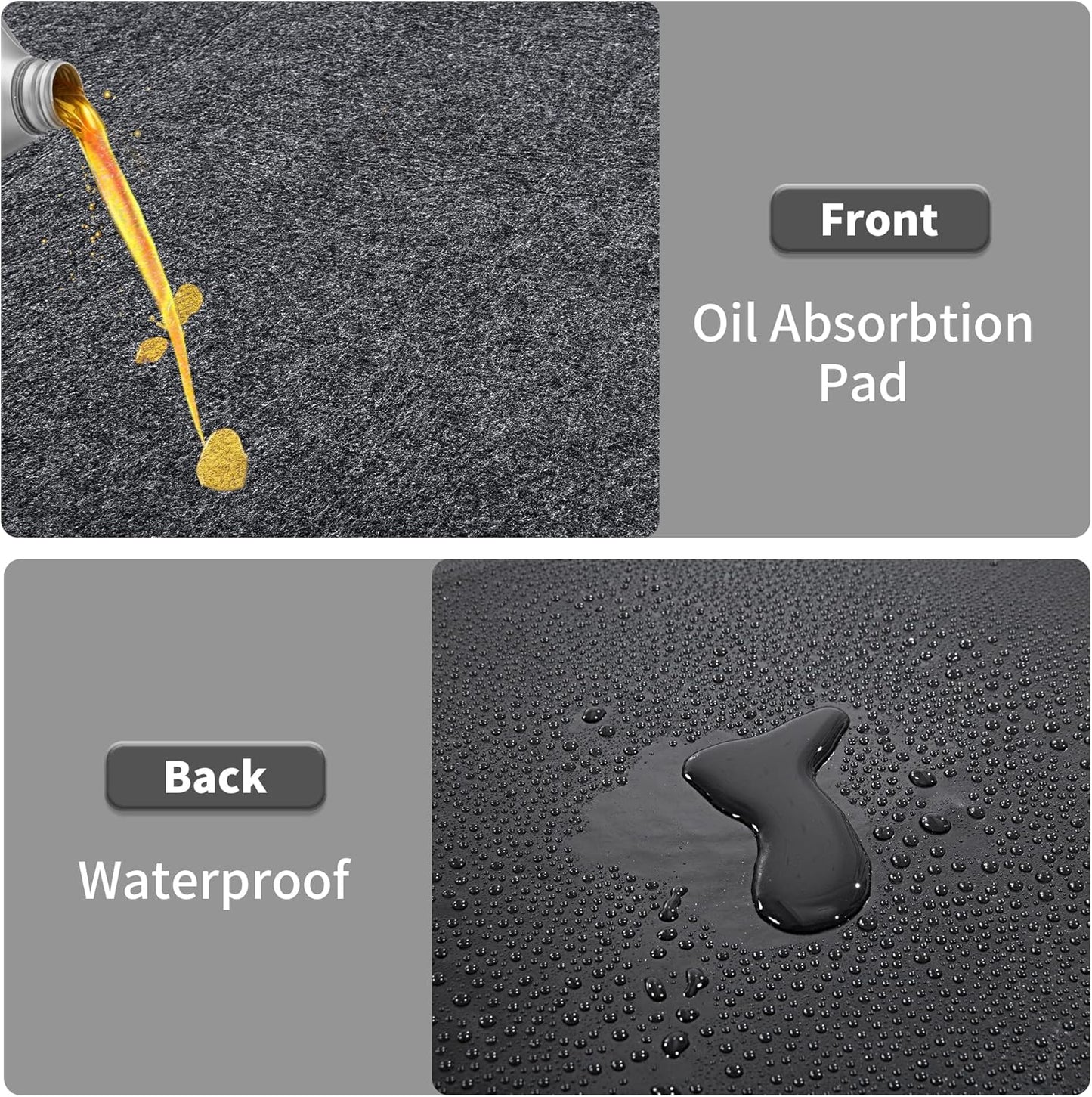 HOMBYS Extra Large Garage Floor Mats for Under Car, Dark Grey Garage Flooring Rug, Motorcycle Oil Spill Mat, Absorbent Oil Garage Parking Mat 8’10" x22', Non Slip and Waterproof Backing