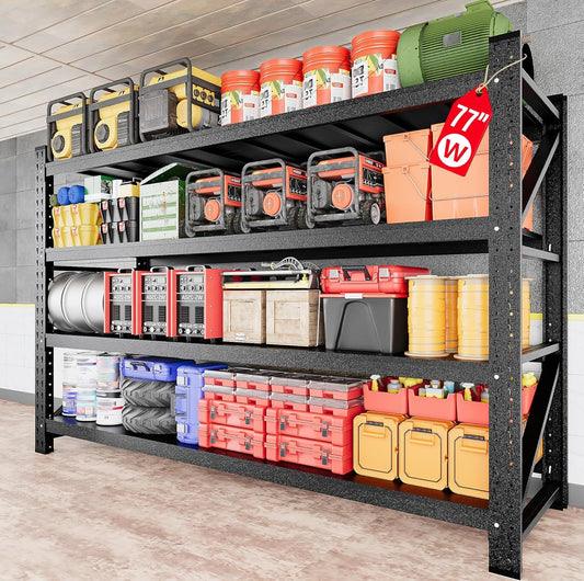 9000LBS Heavy Duty Garage Shelving Units,77" Wide & Deep Storage Shelves,Metal Garage Shelves,Large Storage Rack,Steel Shelf,Industrial Shelving for Shop,Warehouse,Basement,77" W x 24" D x 70" H