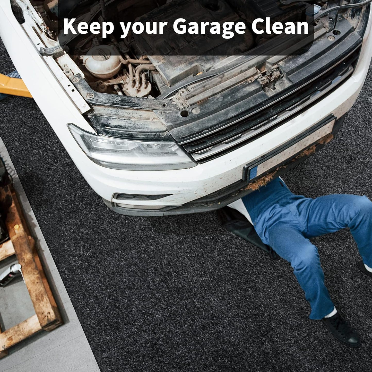 HOMBYS Extra Large Garage Floor Mat for Under Car,Floor Mats for Garage with Rubber Backing,Non Slip Garge Rug,Waterproof Backing Garage Carpet,Motorcycle Absorbent Oil Spill Mat,7'4"x20'