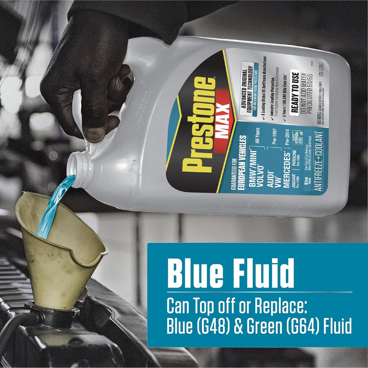 Prestone AF6110 MAX European Vehicles (Blue) Anti-Freeze and Coolant, 1 Gallon, Pack of 6