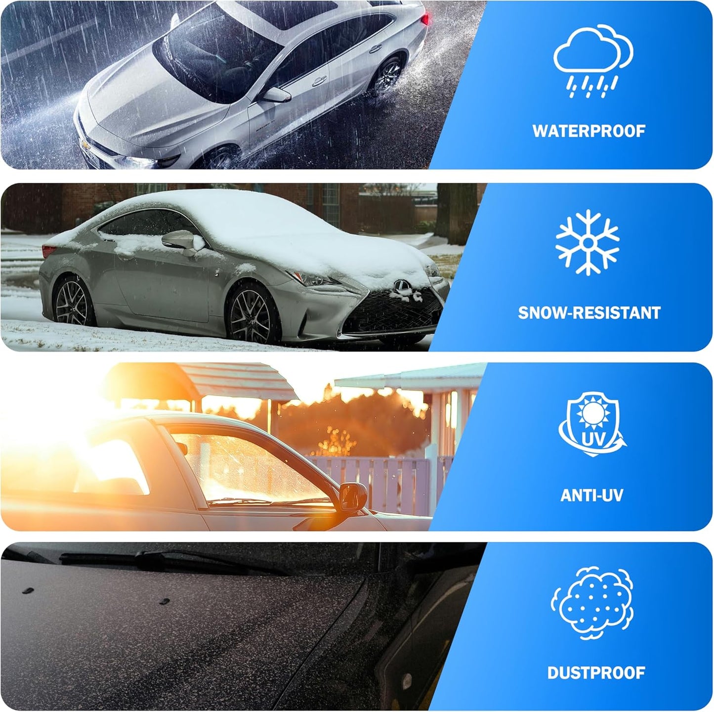 Car Cover Waterproof All Weather Outdoor Windproof Dustproof UV Protection Fit SUV