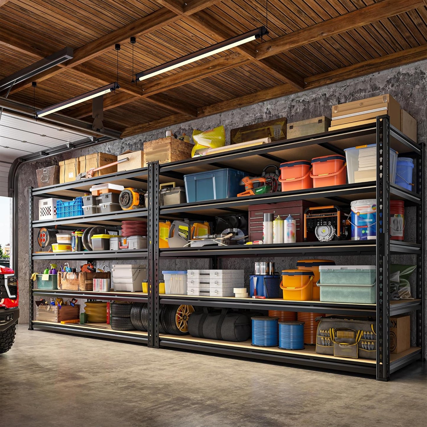 59.8" W Garage Shelving 72" H Storage Shelves 2750LBS Metal Shelving Heavy Duty Garage Shelves Adjustable Metal Shelf for Basement Warehouse Pantry 59.8" W x 24" D x 72" H
